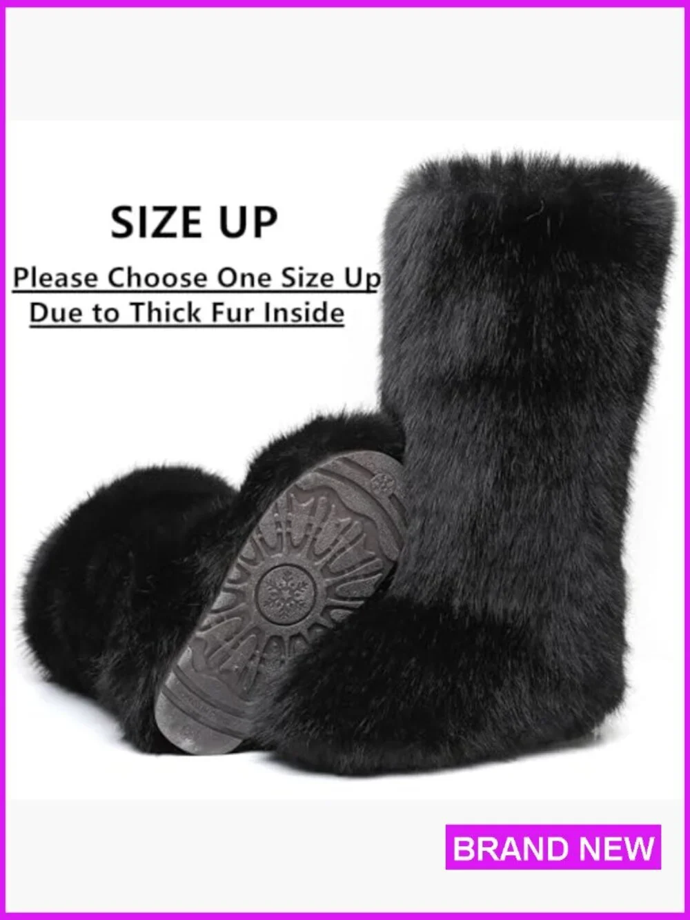 Knee High Faux Fur Snow Boots Y2K Fluffy Winter Boots Slip On Warm Cozy